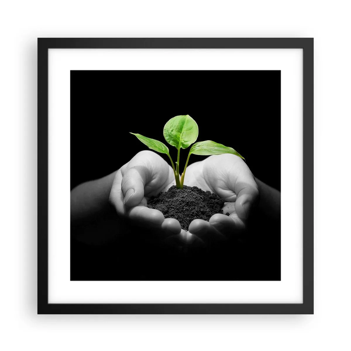 Affiche dans un cadre noir - Poster - J'aime la nature, je la protège - 40x40 cm