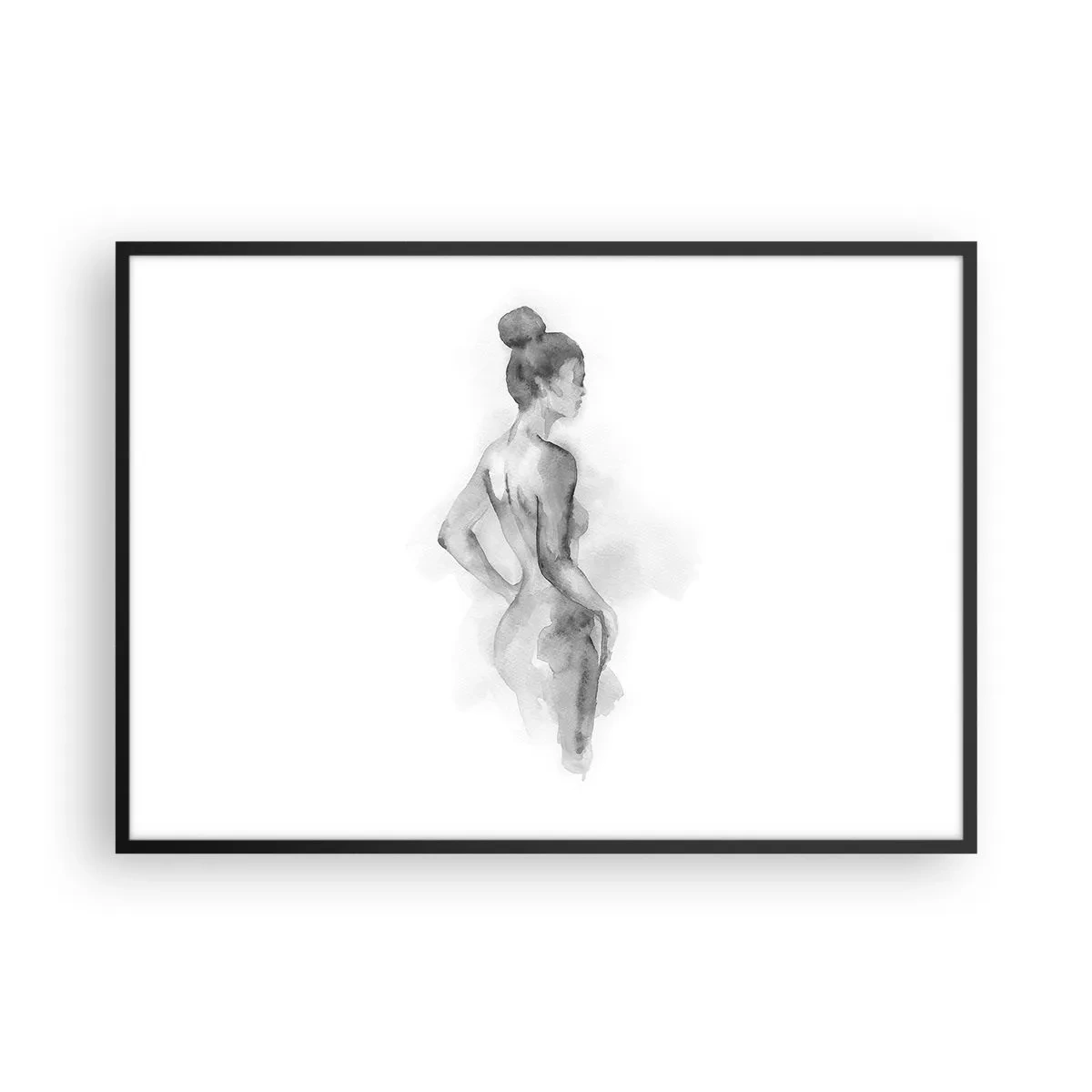 Affiche dans un cadre noir - Poster - Croquis à l'aquarelle d'une silhouette féminine - 100x70cm - Belle comme une peinture - Décoration murale moderne pour le salon et la chambre ARTTOR