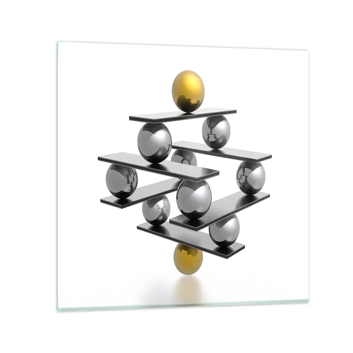 Impression sur verre - Image sur verre - Balance d'or et d'argent - 60x60 cm
