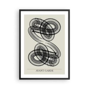 Affiche dans un cadre noir - Poster - Composition abstraite de lignes d'avant-garde - 50x70cm - C'est venu spontanément - Décoration murale moderne pour le salon et la chambre ARTTOR