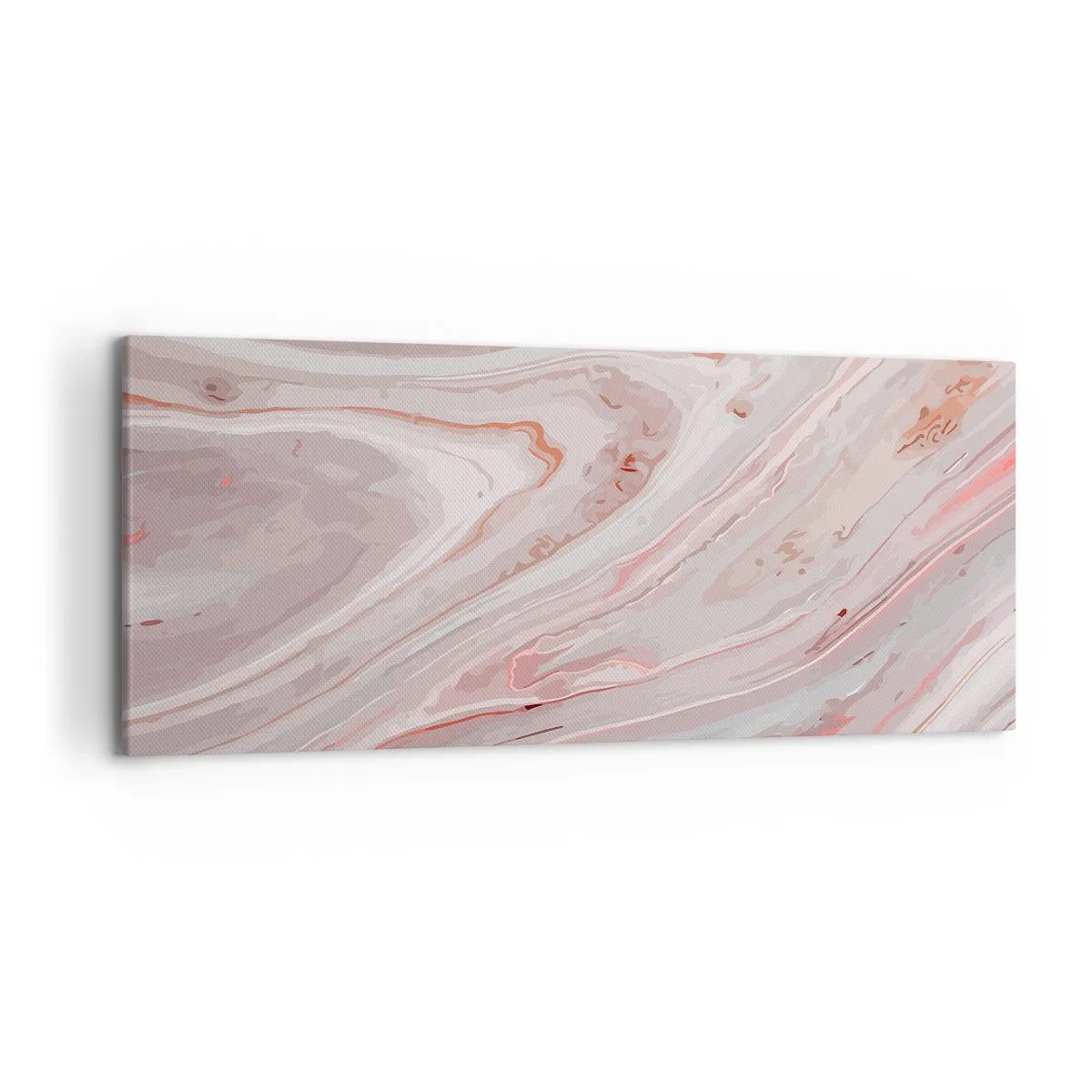 Impression sur toile - Image sur toile - Vagues abstraites dans des tons délicats de rose et de beige - 120x50cm - Rose liquide - Décoration murale moderne pour le salon et la chambre ARTTOR