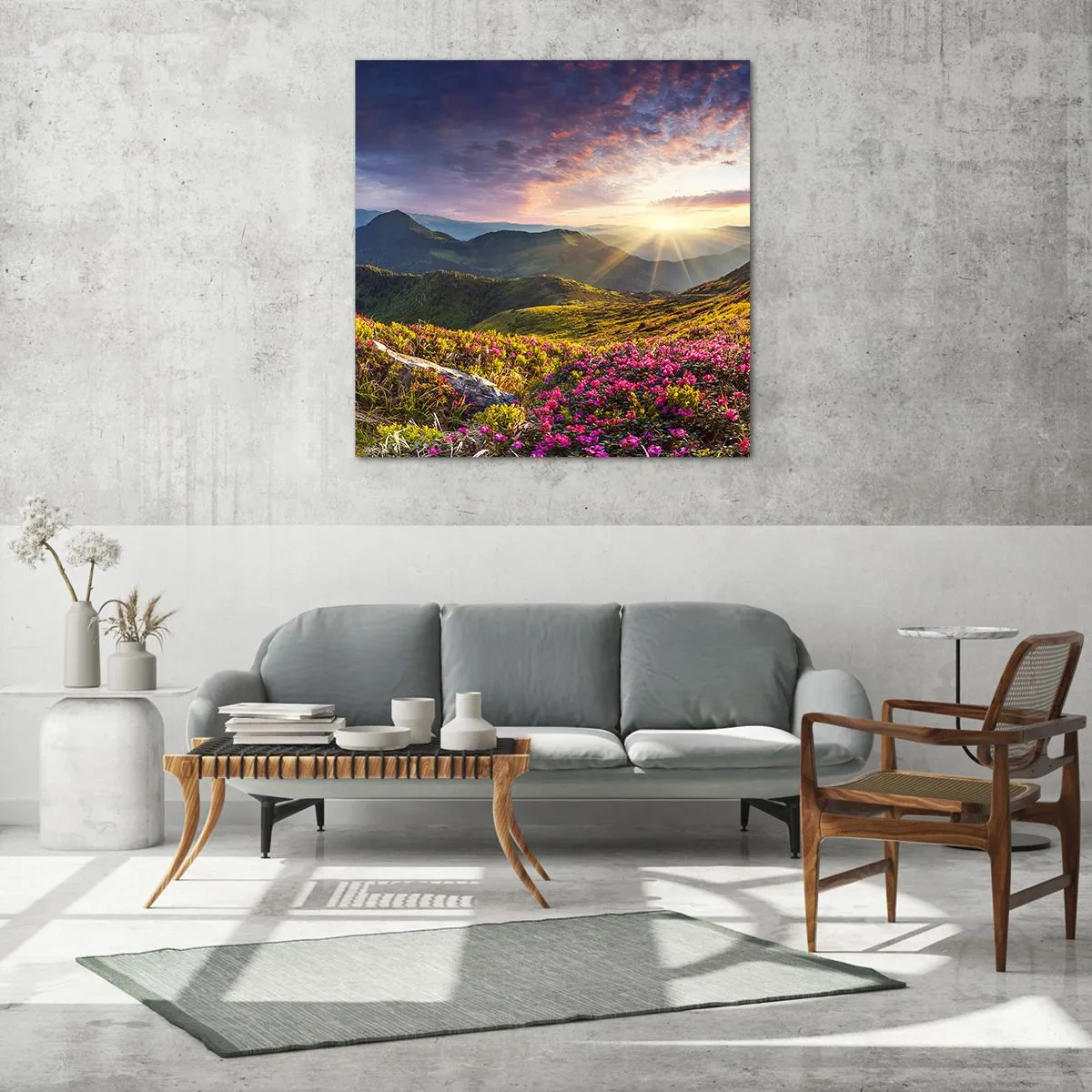 Impression sur verre - Image sur verre - Fraîcheur matinale en montagne - 70x70 cm