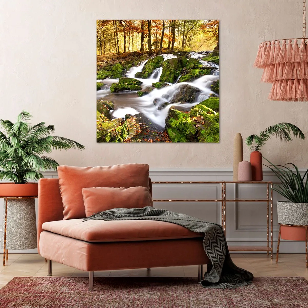 Impression sur toile - Image sur toile - Rapidement à travers la forêt d'automne - 60x60 cm