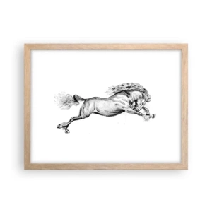 Affiche dans un chêne clair - Poster - Immortalisé au galop - 40x30 cm