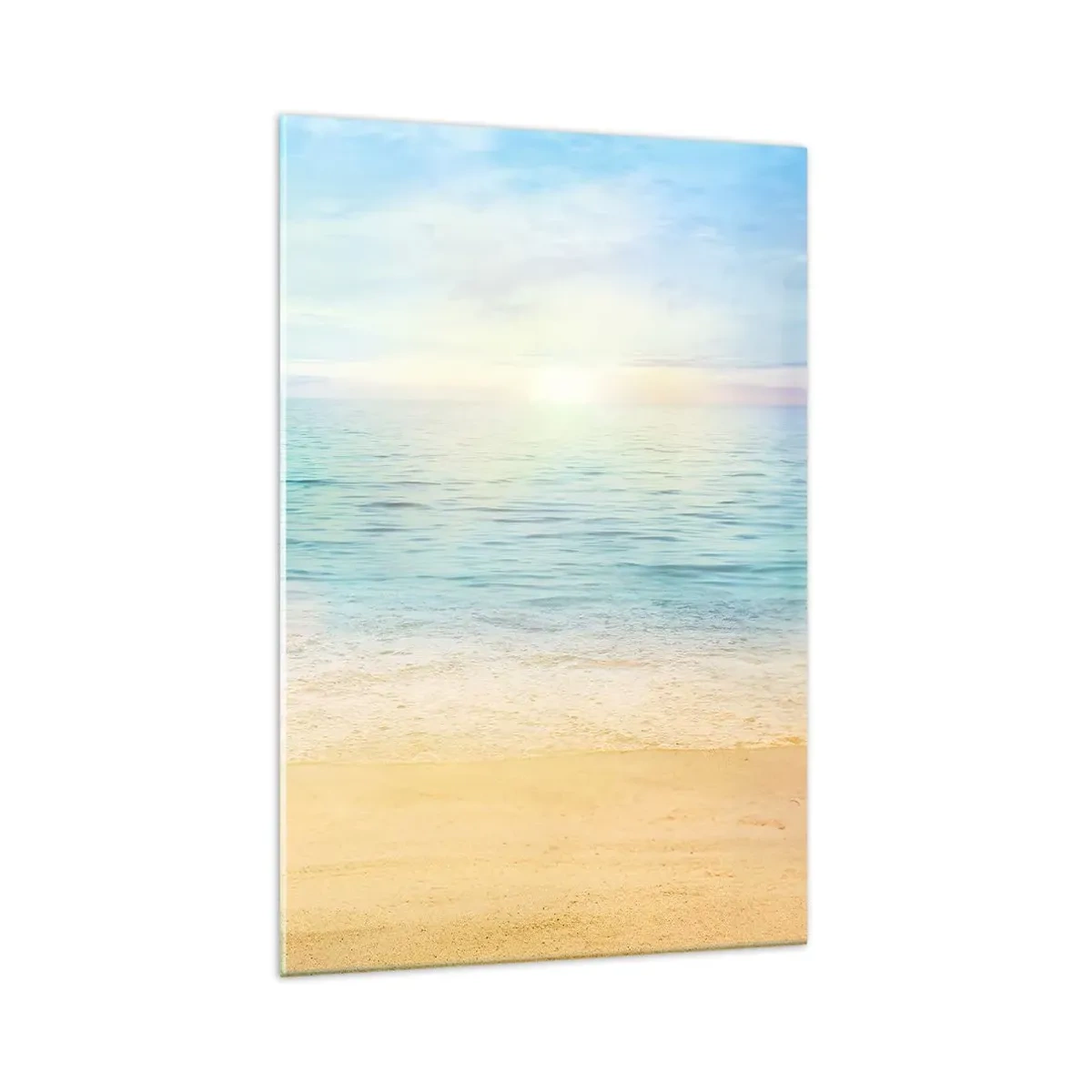 Impression sur verre - Image sur verre - Une plage avec une mer turquoise et un ciel clair - 70x100cm - Le grand bleu - Décoration murale moderne pour le salon et la chambre ARTTOR