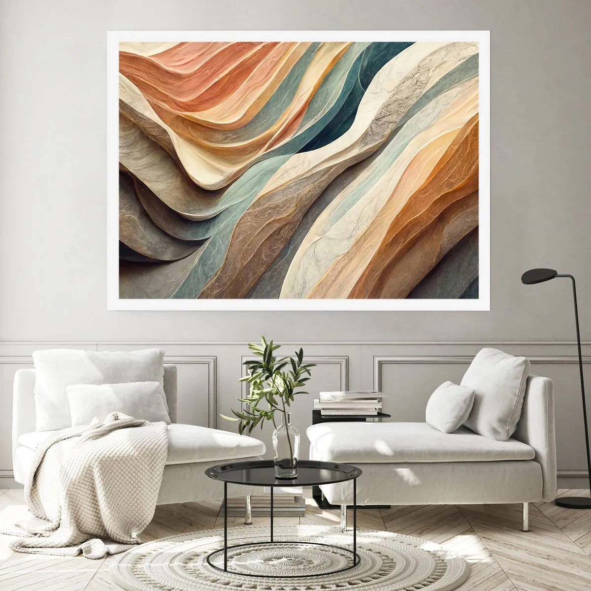 Affiche - Poster - Vagues abstraites aux tons pastel - 100x70cm - Le moment avant le changement - Décoration murale moderne pour le salon et la chambre ARTTOR