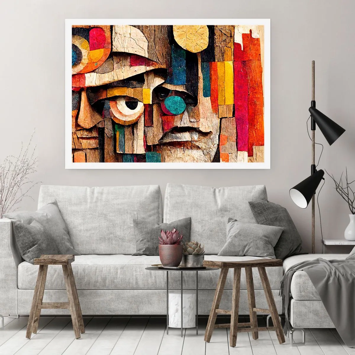 Affiche - Poster - Visages abstraits aux couleurs intenses - 100x70cm - Je te vois… - Décoration murale moderne pour le salon et la chambre ARTTOR