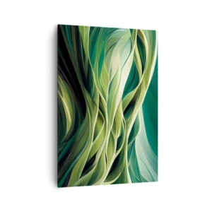 Impression sur toile - Image sur toile - Lignes dynamiques dans des tons de vert - 70x100cm - Jeu de vert abstrait - Décoration murale moderne pour le salon et la chambre ARTTOR