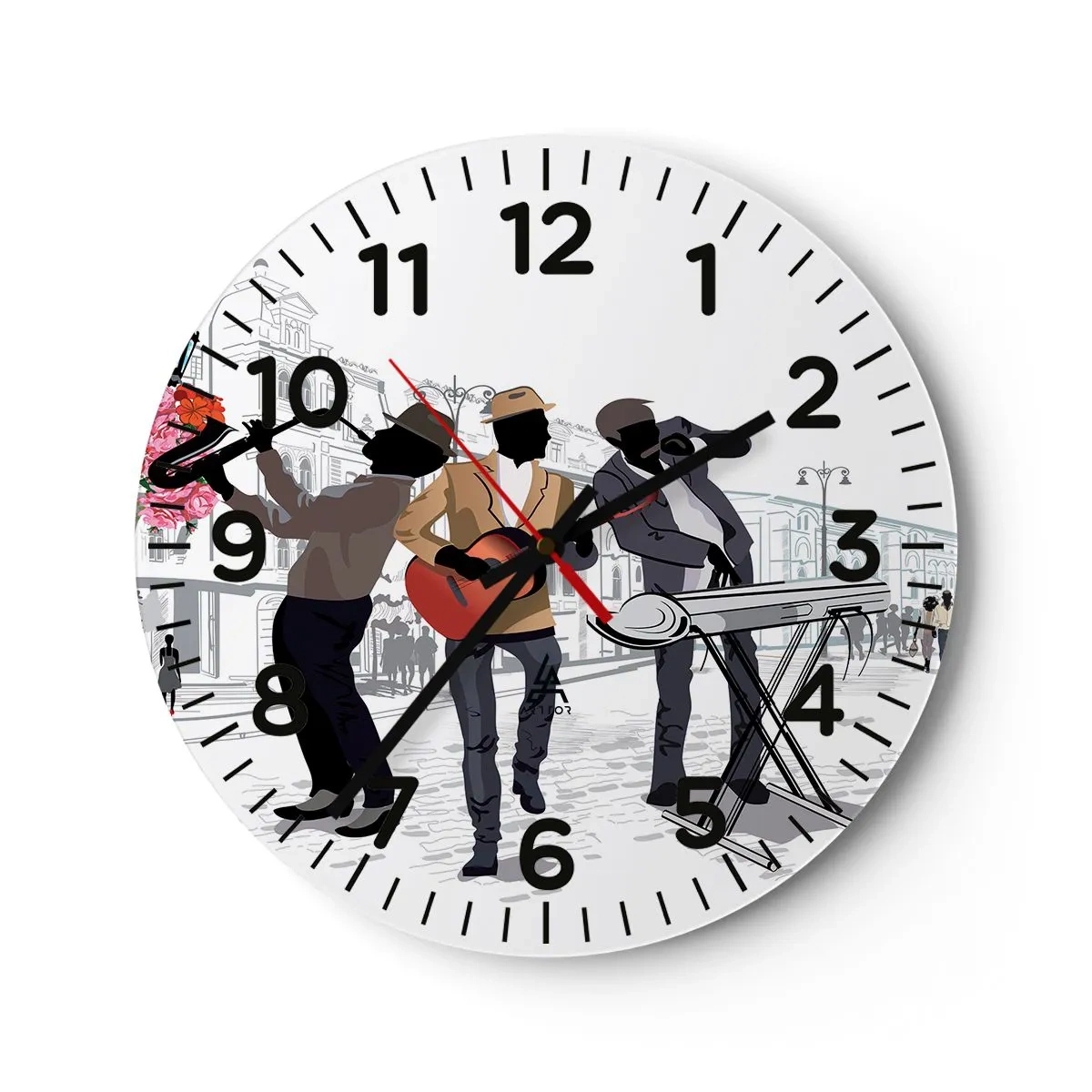 Horloge murale - Pendule murale - Musique de rue - 30x30 cm