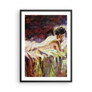 Affiche dans un cadre noir - Poster - Nu artistique d'une femme dans un décor coloré - 50x70cm - Vénus en pensée - Décoration murale moderne pour le salon et la chambre ARTTOR