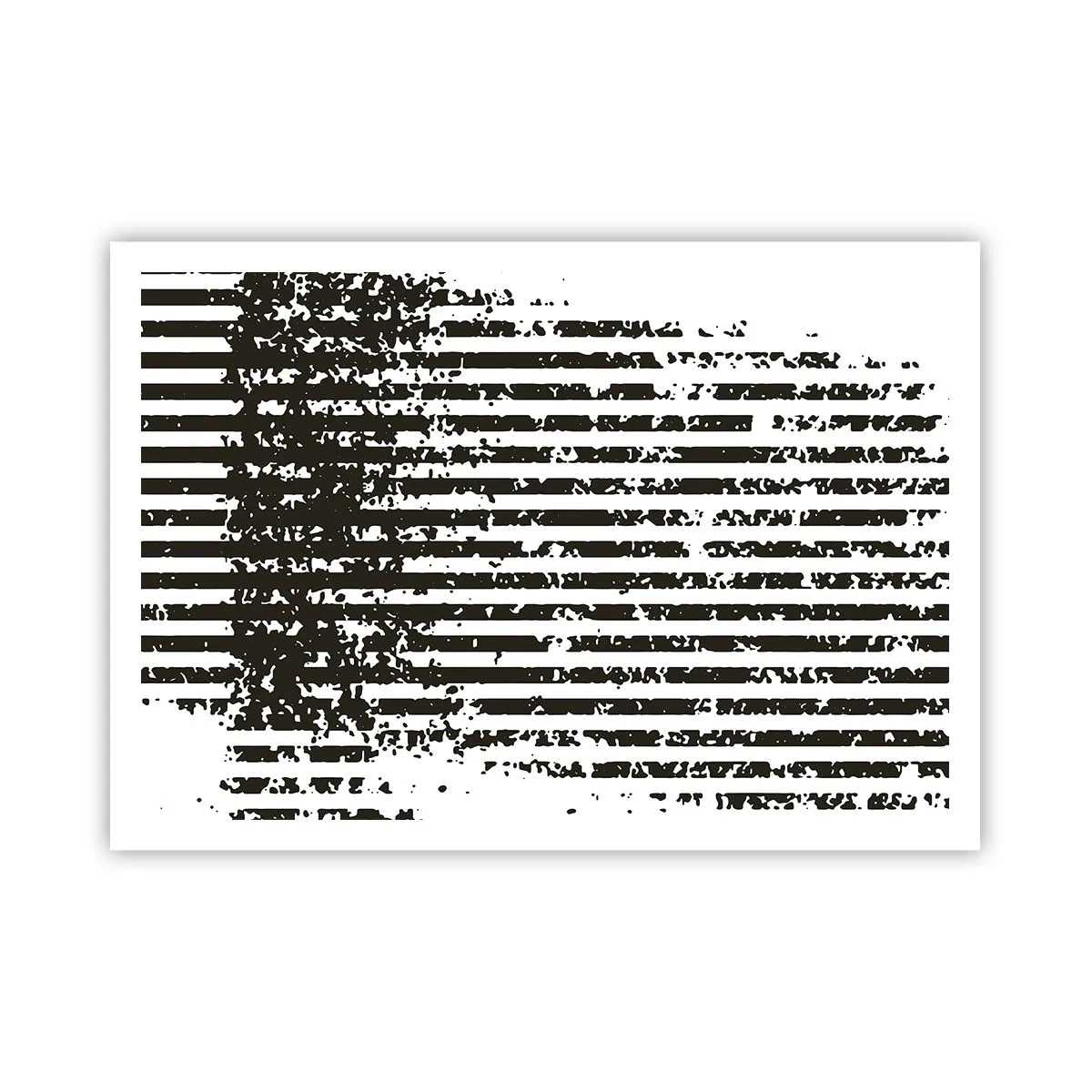 Affiche - Poster - Lignes abstraites avec un effet vieilli en noir et blanc - 100x70cm - Rythme et bruissement - Décoration murale moderne pour le salon et la chambre ARTTOR