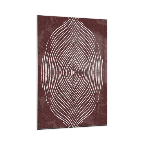 Impression sur verre - Image sur verre - Ondes symétriques en lignes blanches sur fond marron - 80x120cm - L'espace parle - Décoration murale moderne pour le salon et la chambre ARTTOR