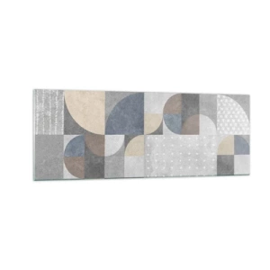 Impression sur verre - Image sur verre - Motif géométrique dans des tons pastel - 140x50cm - Fantaisie de la céramique  - Décoration murale moderne pour le salon et la chambre ARTTOR