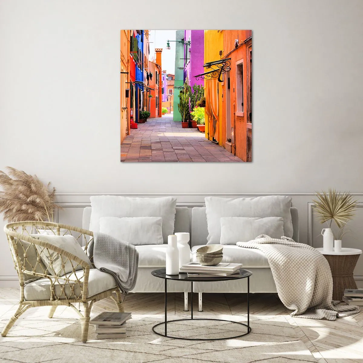 Impression sur verre - Image sur verre - Allée arc-en-ciel - 70x70 cm