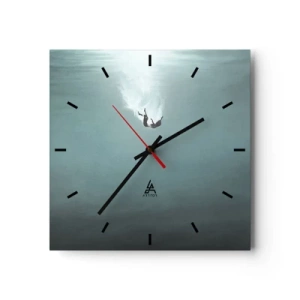 Horloge murale - Pendule murale - Une silhouette immergée dans une eau turquoise profonde - 30x30cm - Dans les bras de l'océan - Décoration murale moderne pour le salon et la chambre ARTTOR