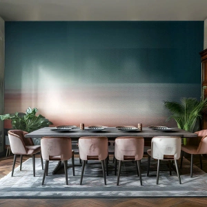 Papier Peint Photo Standard Eco - Coucher de soleil avec des vagues lumineuses et un effet de dégradé - 100x70cm - Résumé : vagues de lumière - Décoration murale moderne pour le salon et la chambre ARTTOR