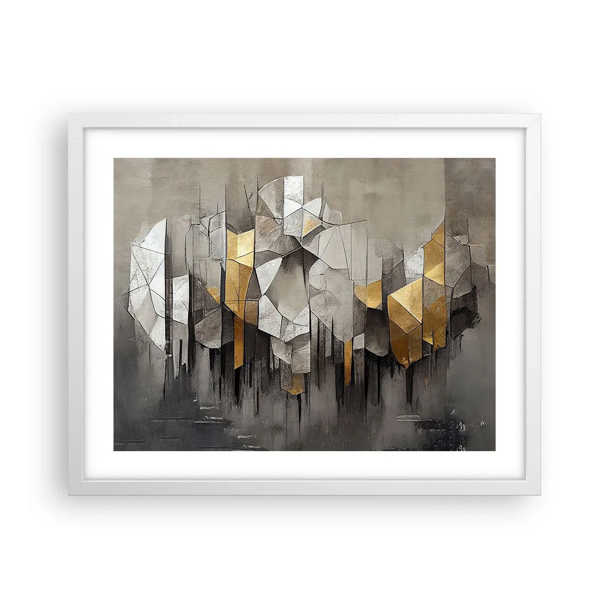 Affiche dans un cadre blanc - Poster - Composition de glace et de lumière - 50x40 cm