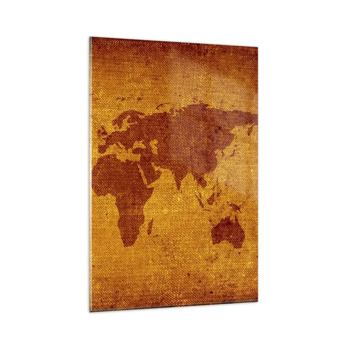 Impression sur verre - Image sur verre - Carte du monde vintage sur fond marron et or. - 80x120cm - Invitation au voyage - Décoration murale moderne pour le salon et la chambre ARTTOR