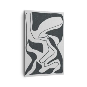 Impression sur toile - Image sur toile - Abstraction en noir et blanc avec des formes organiques - 80x120cm - Amusement de labyrinthe abstrait - Décoration murale moderne pour le salon et la chambre ARTTOR