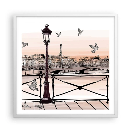 Affiche dans un cadre blanc - Poster - Sur les toits de Paris - 60x60 cm