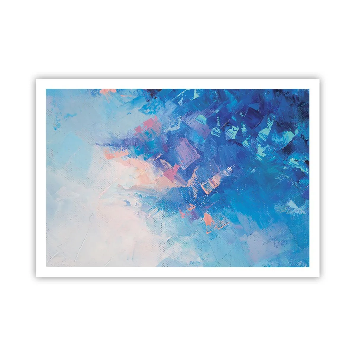Affiche - Poster - Composition abstraite dans les tons de bleu et de rose - 100x70cm - Abstraction hivernale - Décoration murale moderne pour le salon et la chambre ARTTOR