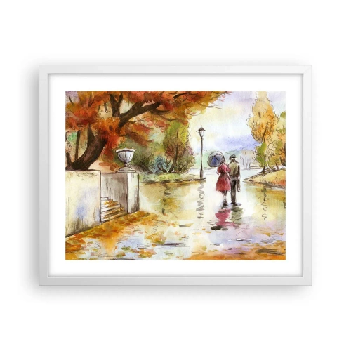 Affiche dans un cadre blanc - Poster - Automne romantique dans le parc - 50x40 cm
