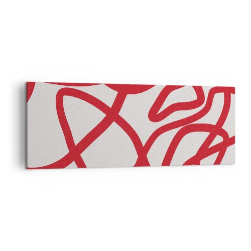Impression sur toile - Image sur toile - Lignes abstraites rouges sur fond blanc - 140x50cm - Rouge sur blanc - Décoration murale moderne pour le salon et la chambre ARTTOR