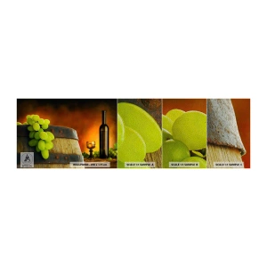 Échantillon de Papier Peint Premium Sand - Nature morte avec une bouteille de vin et une grappe de raisin - Raisin, Vin, Tonneau de vin - 100x30 cm