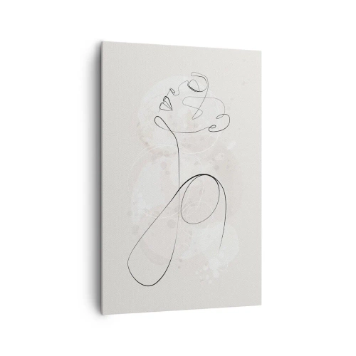 Impression sur toile - Image sur toile - Contour du visage minimaliste avec une fleur sur fond clair - 80x120cm - Spirale de beauté - Décoration murale moderne pour le salon et la chambre ARTTOR