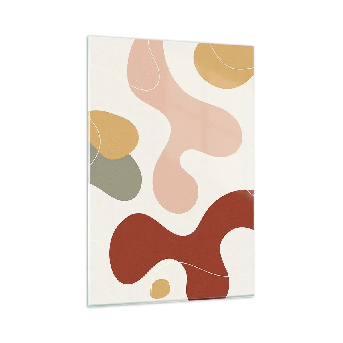 Impression sur verre - Image sur verre - Une composition abstraite aux tons pastel avec des formes dynamiques. - 80x120cm - Entrelac - Décoration murale moderne pour le salon et la chambre ARTTOR