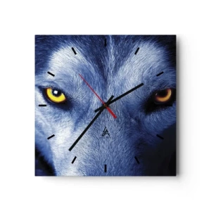 Horloge murale - Pendule murale - Gros plan du regard intense d'un loup sur un fond sombre - 30x30cm - Regars hypnotique - Décoration murale moderne pour le salon et la chambre ARTTOR