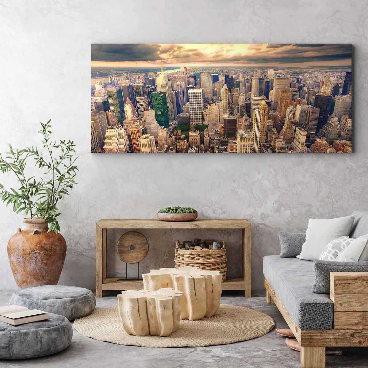 Impression sur toile - Image sur toile - Métropole dorée - 100x40 cm