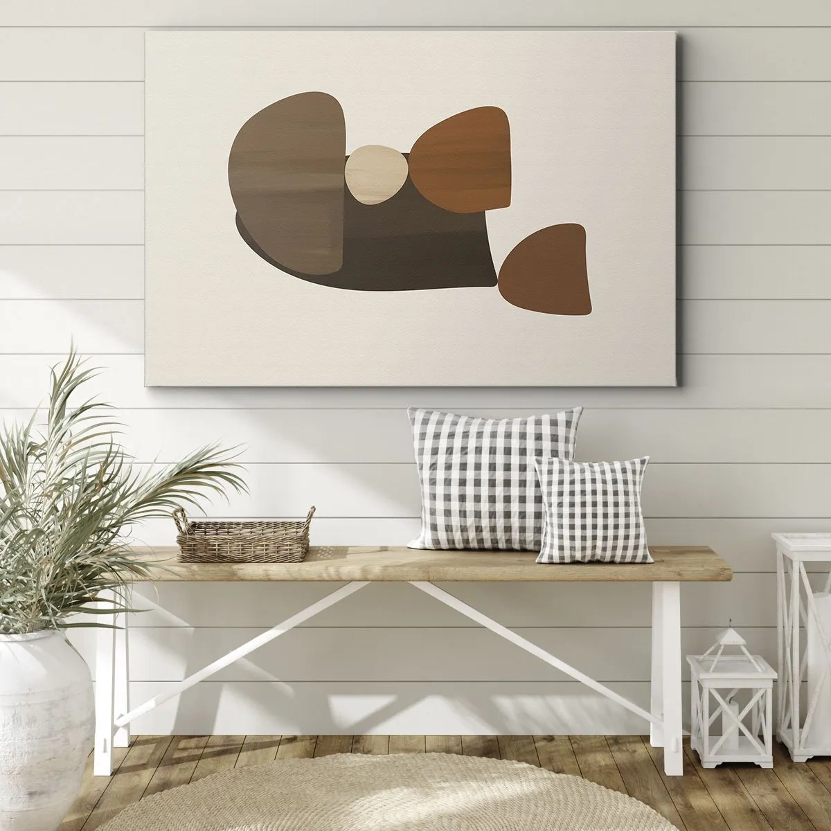 Impression sur toile - Image sur toile - Composition abstraite dans les tons marron et beige - 120x80cm - Composition de marrons - Décoration murale moderne pour le salon et la chambre ARTTOR