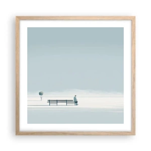 Affiche dans un chêne clair - Poster - Oui, j'attends. - 50x50 cm