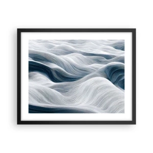 Affiche dans un cadre noir - Poster - Vagues blanches et bleues - 50x40 cm