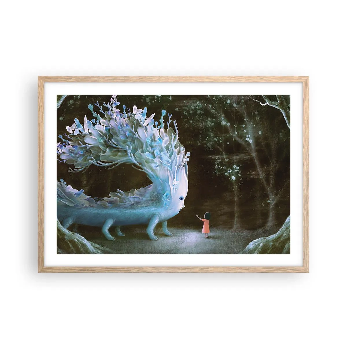 Affiche dans un chêne clair - Poster - Une rencontre fantastique - 70x50 cm