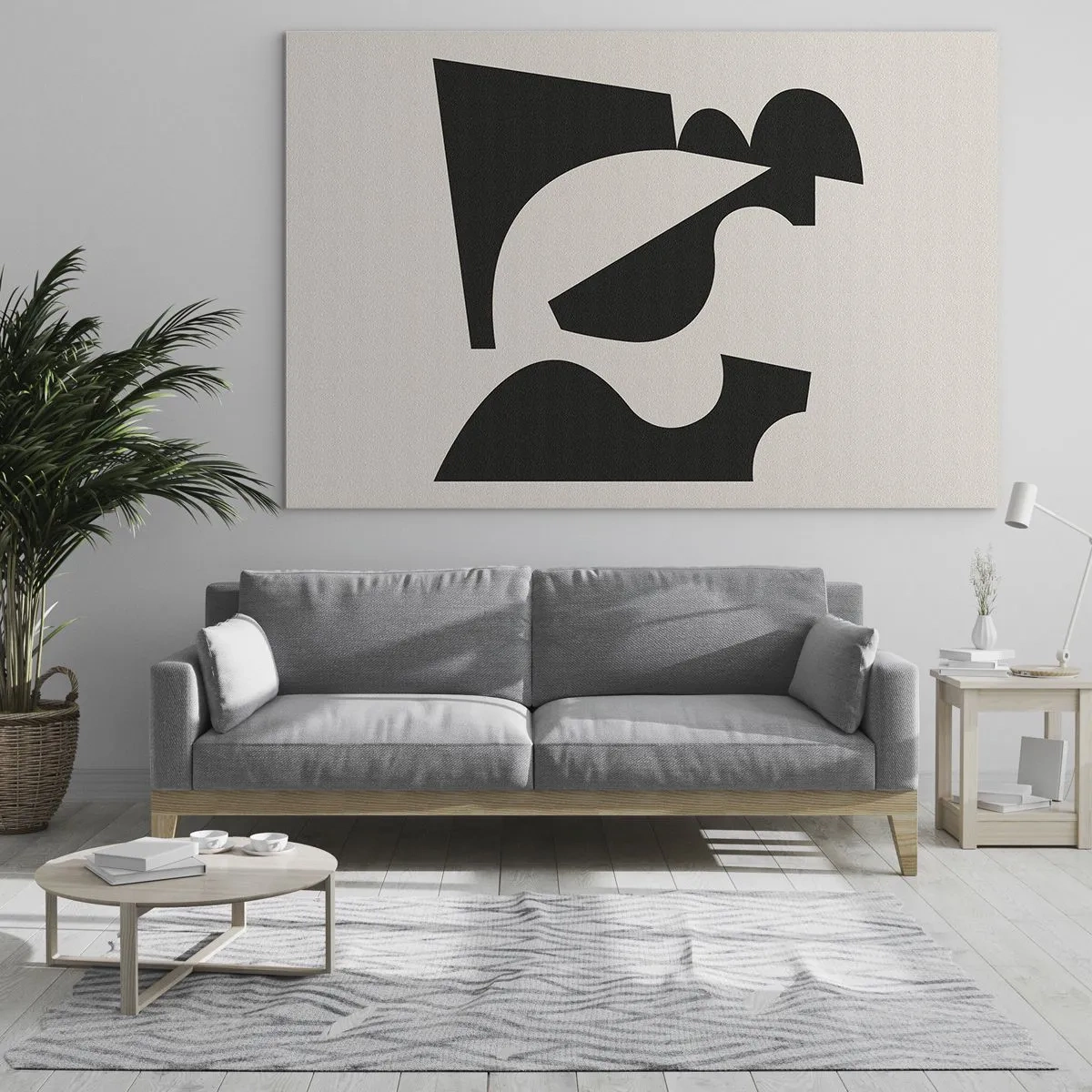 Impression sur verre - Image sur verre - Composition géométrique abstraite en noir et blanc - 70x50cm - À monter soi-même - Décoration murale moderne pour le salon et la chambre ARTTOR