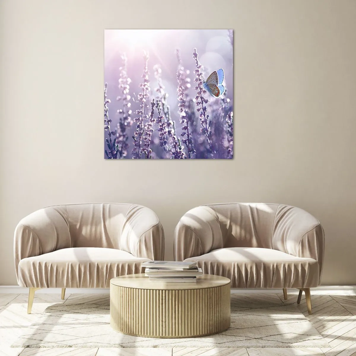 Impression sur verre - Image sur verre - Baiser de papillon - 70x70 cm