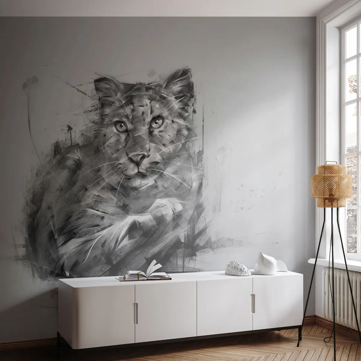 Papier Peint Photo Standard Eco - Oui, j'écoute attentivement - Panthère, Animaux, Chat sauvage - 400x280 cm