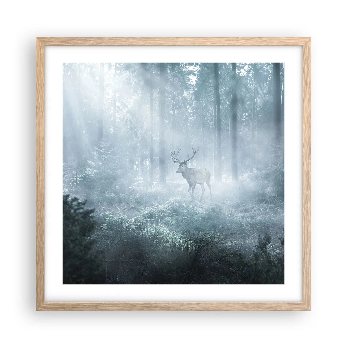 Affiche dans un chêne clair - Poster - Visite matinale du domaine - 50x50 cm