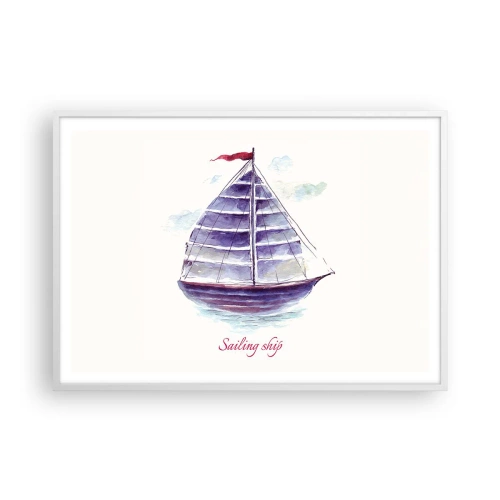 Affiche dans un cadre blanc - Poster - Plein de voiles et d’eau calme - 100x70 cm