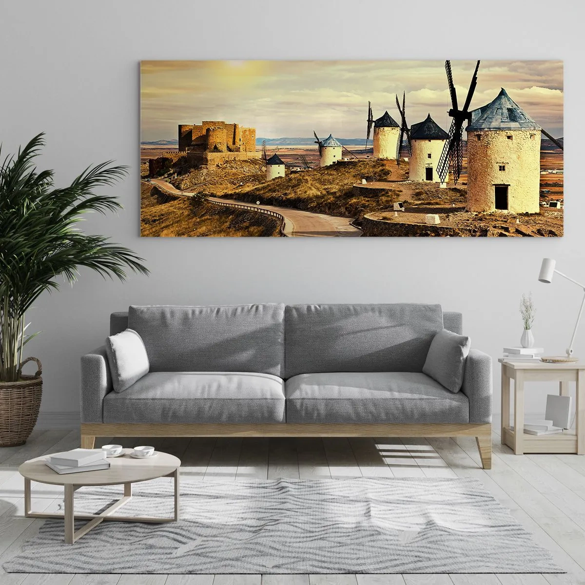 Impression sur verre - Image sur verre - Don Quichotte est sur le point d'arriver - 100x40 cm