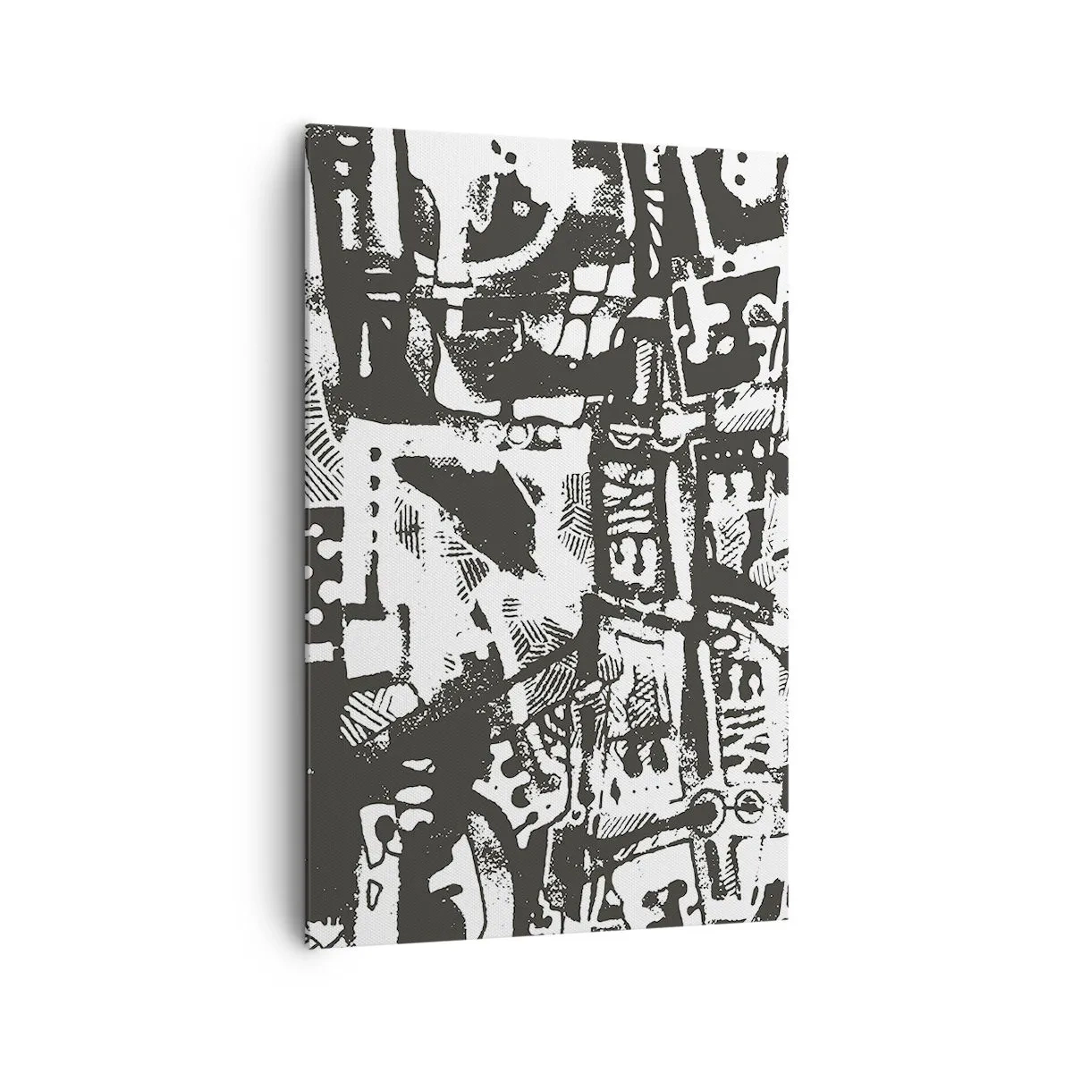 Impression sur toile - Image sur toile - Motif rétro monochrome abstrait - 80x120cm - Ordre ou chaos? - Décoration murale moderne pour le salon et la chambre ARTTOR