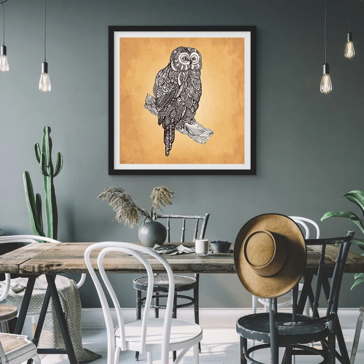 Affiche dans un cadre noir - Poster - Ornements complexes de sagesse - 60x60 cm