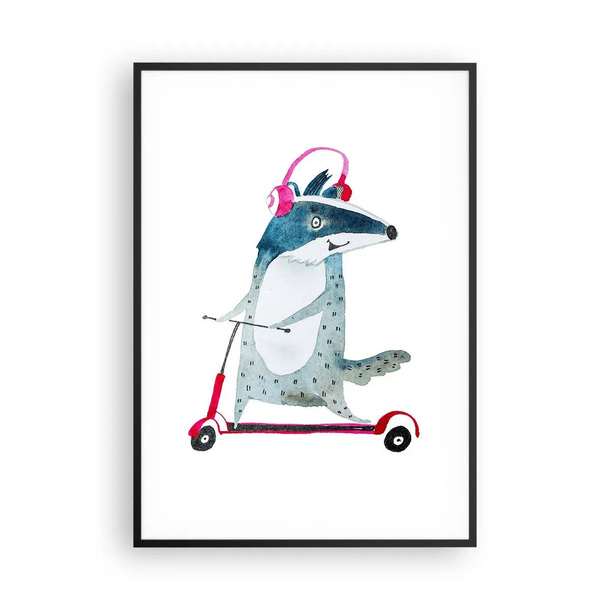 Affiche dans un cadre noir - Poster - La joie du blaireau - 70x100 cm