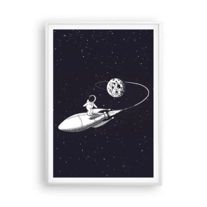 Affiche dans un cadre blanc - Poster - Surfeur de l'espace - 70x100 cm