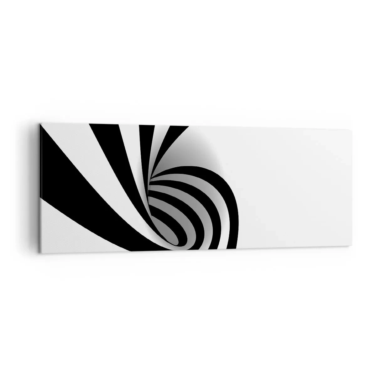 Impression sur toile - Image sur toile - Vortex optique abstrait en noir et blanc - 140x50cm - Et pourtant ça tourne - Décoration murale moderne pour le salon et la chambre ARTTOR