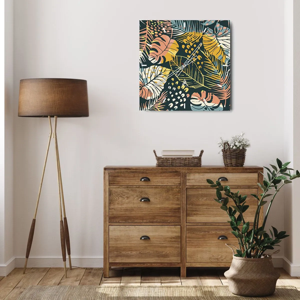 Horloge murale - Pendule murale - Fantaisie feuillue - 30x30 cm