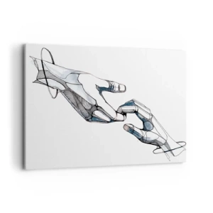 Impression sur toile - Image sur toile - Représentation artistique d'une main dans une forme minimaliste et géométrique - 100x70cm - Un bon geste - Décoration murale moderne pour le salon et la chambre ARTTOR