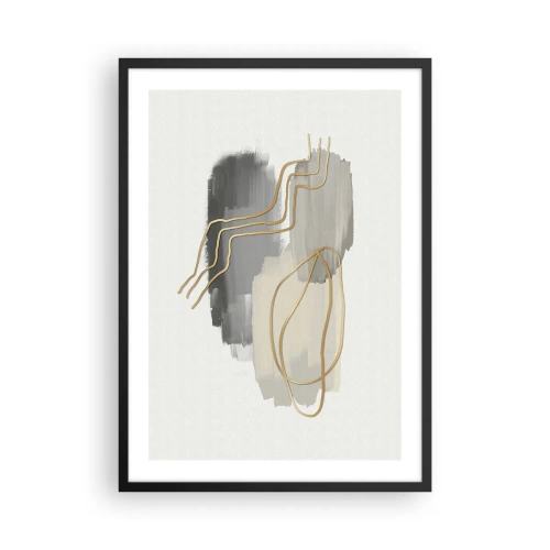 Affiche dans un cadre noir - Poster - Composition abstraite avec des lignes et des taches de peinture - 50x70cm - Durée et mouvement - Décoration murale moderne pour le salon et la chambre ARTTOR